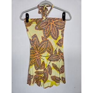 Trina Turk Womens Tropical Floral Mini Romper Lined With Elastic Waist Size P